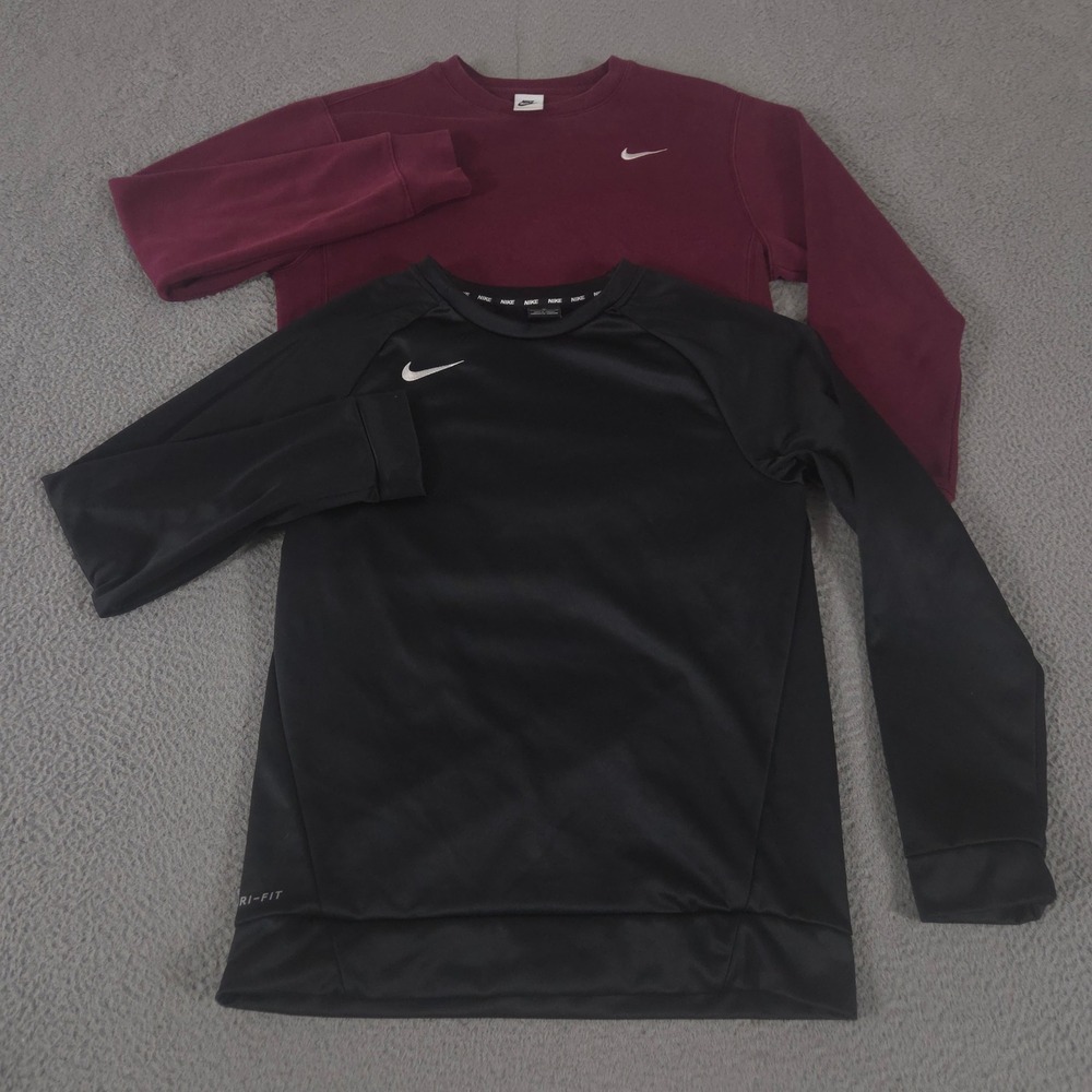LOT OF 2 Nike Sweatshirt Mens S Multi Club Fleece Crew Dri-Fit Therma Pullover